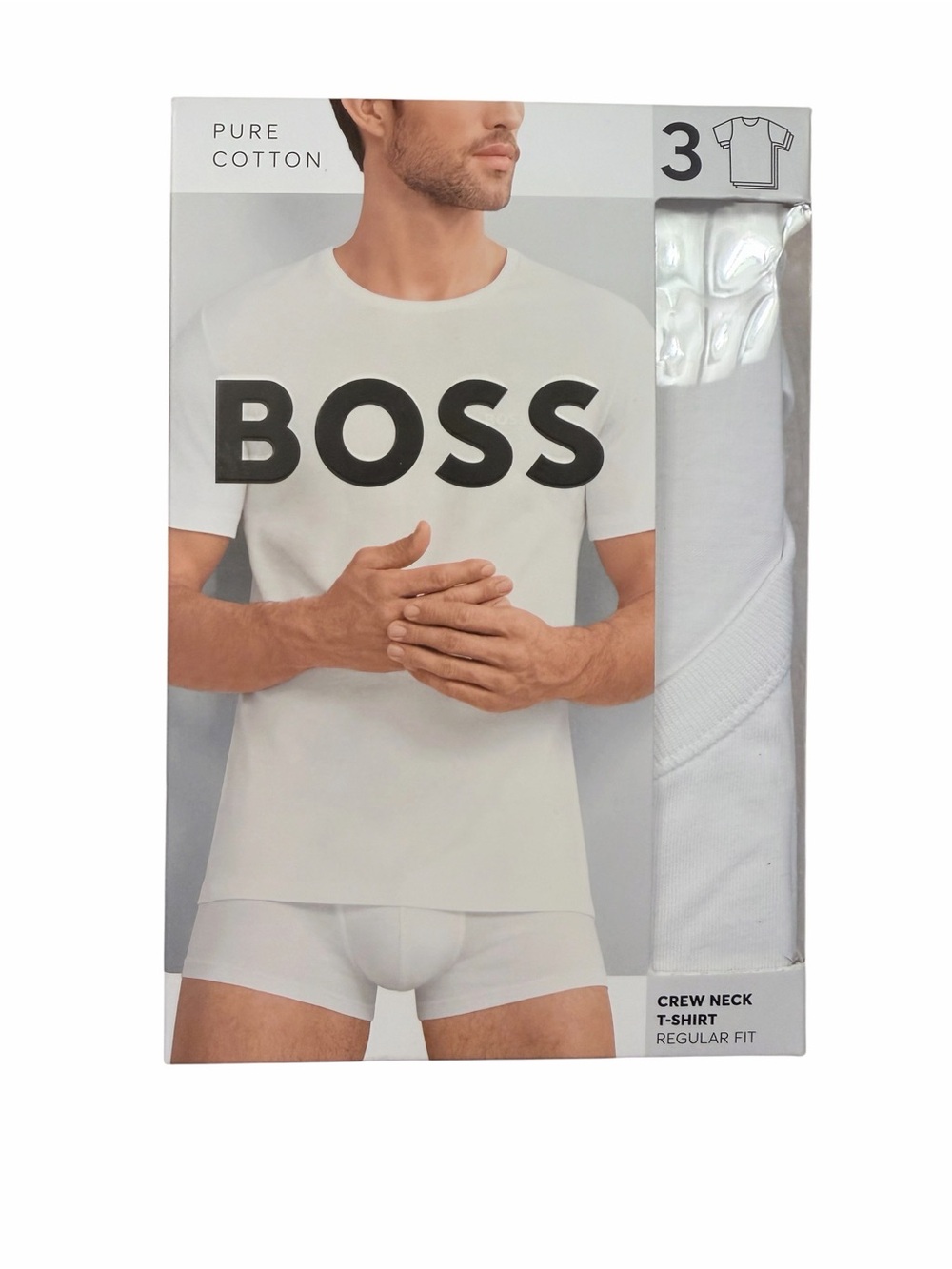 BOSS White Crew Neck T-Shirt - Pack of 3 100% Cotton